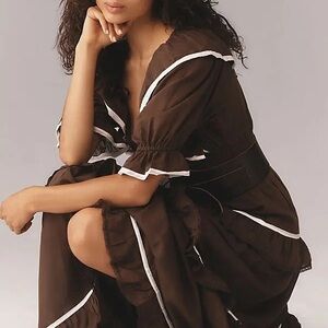 Anthropologie XS Puff-Sleeve Scoop-Neck Tiered Maxi Dress NWT